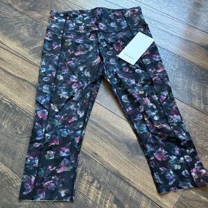Lululemon Athletica Black and Purple Floral Leggings